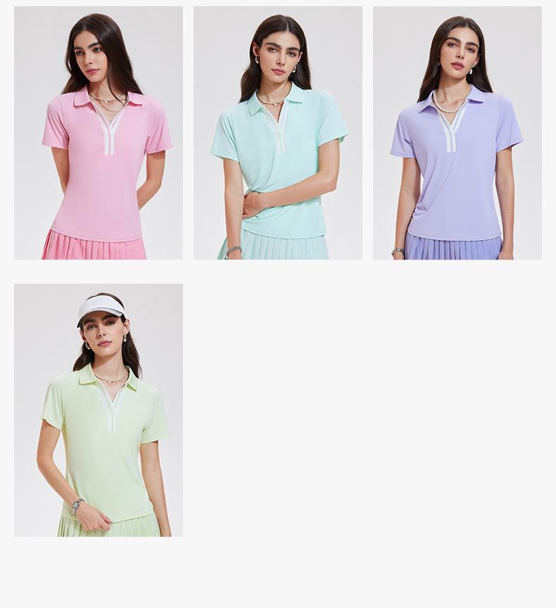 Cai Jue Women's Quick-Dry Short Sleeve Polo for Outdoor Sports & Fitness