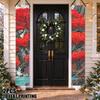 2D Flat, 2D Flat Printing 2pcs Red Trees Waterfall Chinese Blessing Couplet Door Decor with Welcome Hanging Flags, Square Suitable for Thanksgiving, F