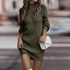 Women's Knitted Dress Turtleneck Winter Sweater Dress Knitted Dresses Midi Plain Long Wool Dress