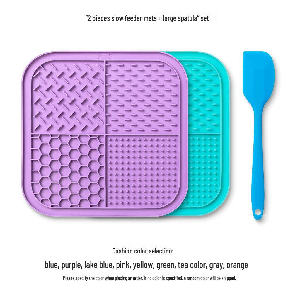 Pet Silicone Licking & Slow Feeding Mat with Large Suction Cups - Non-slip Design for Cats & Dogs.