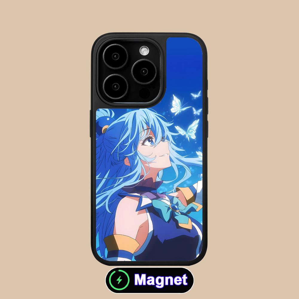 Konosuba Aqua Matte Surface Magsafe Mobile Phone Case for iPhone 17 16 15 14 13 12 11 Air Pro Max Plus Colorful Cover