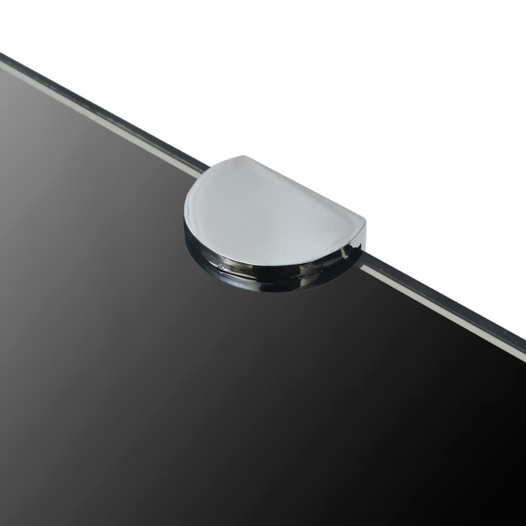 Corner Shelf with Chrome Finished Brackets Black Glass 25 x 25 cm