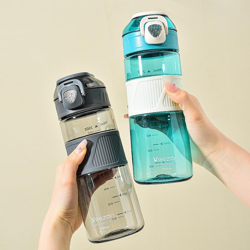 Water bottle800ml high-value summer outdoor sports portable plastic water cup with anti-skid ring, student cup multi-color optional