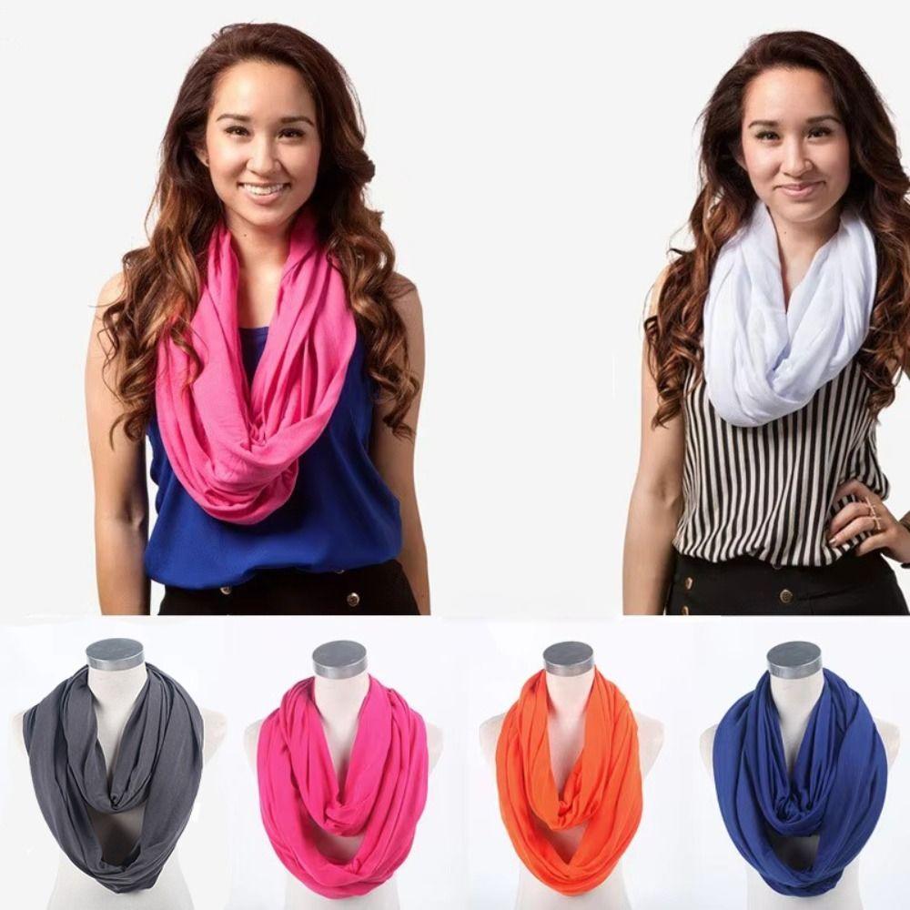 Soft Infinity Scarf Solid Color Loop Scarf Fashion Circle Scarf  for Women