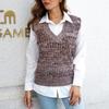 QICED Damenmode, lässig, einfarbig, Herbst und Winter, ärmellos, V-Ausschnitt, Strickwesten