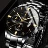 Men's Fashionable Luminous Quartz Watch with Calendar and Steel Strap