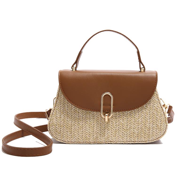 

New retro styling handbag shoulder oblique span bag beach bag woven bag fashionable mini straw bag хакі