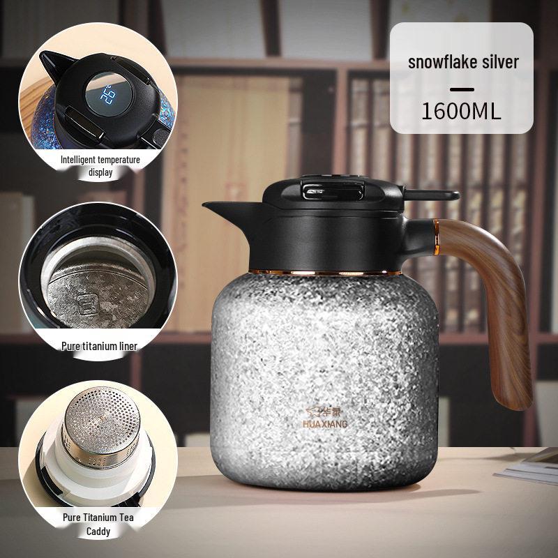 Huaxiang Smart Titanium Tea Pot with Temperature Display - Large Capacity, Insulated for Stewing and Brewing Tea.