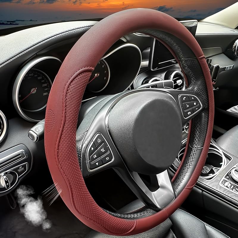 Wildflower Car Steering Wheel Cover, Flower Car Accessory For Diverse Cars, Cute Floral Print Steering Wheel Cover Protector For Women, For Steering