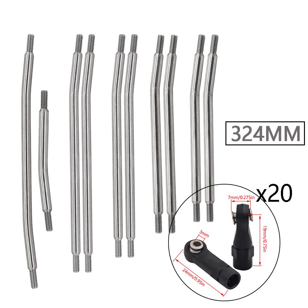 313mm/324mm Stainless Steel Link Set Linkage Chassis Steering Rod Kit For 1/10 RC Crawler Car Axial SCX10 SCX10 II 90046 Upgrade
