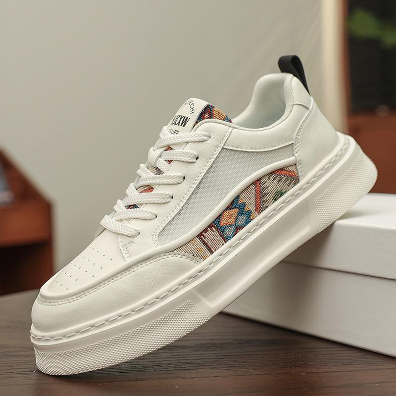 

25 new heightening men s shoes summer breathable canvas board shoes men s platform niche design sports and leisure white shoes 39