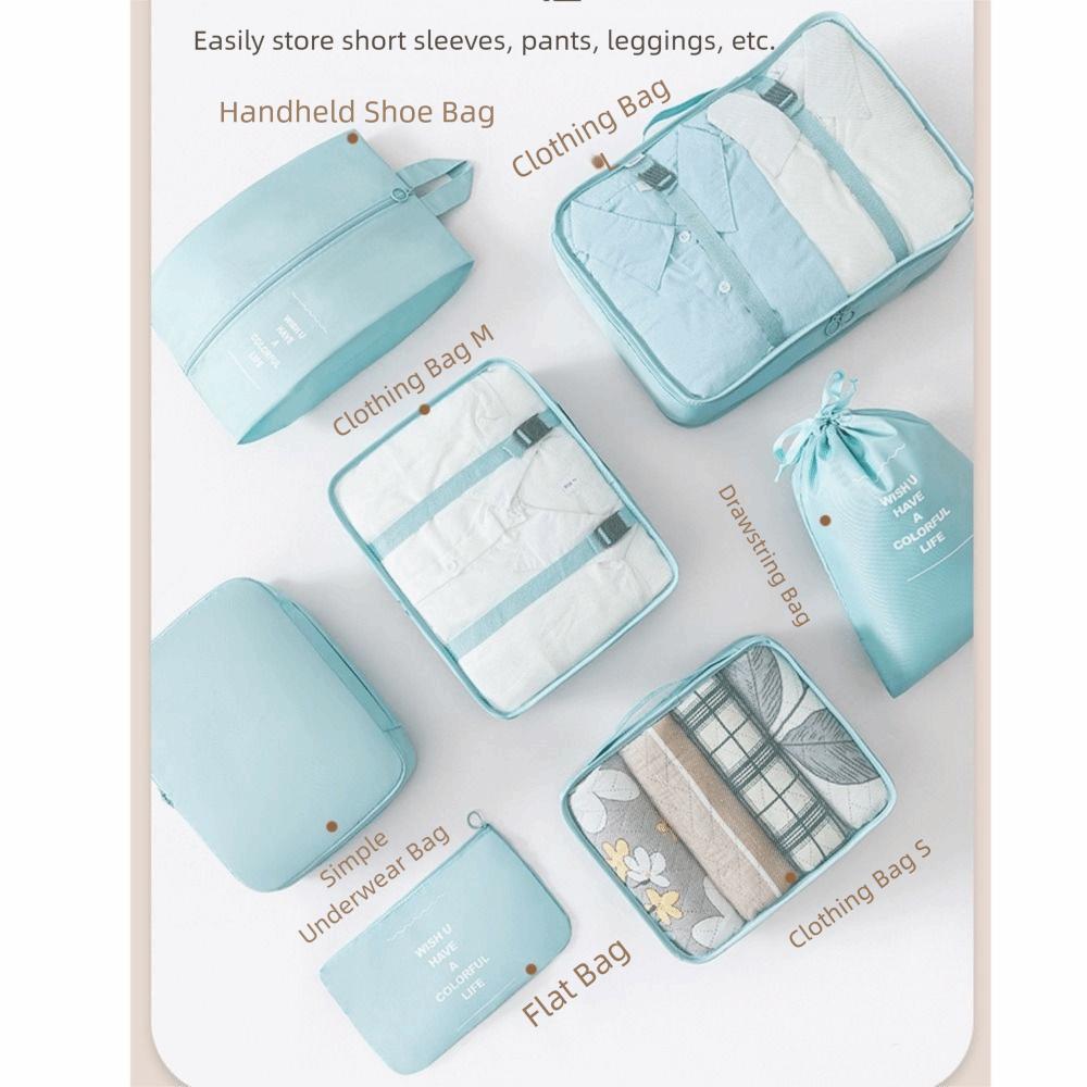 8Pcs Foldable Travel Organizer Set Large Capacity Luggage Storage Bags Portable Wardrobe  Underwear