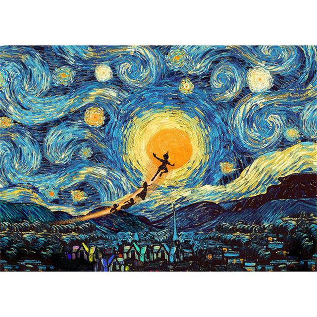 Abstrakter Künstler Van Gogh Landschaft Sternennacht Poster und Drucke Klassische Leinwandgemälde Wandkunst Bild für Heimdekoration