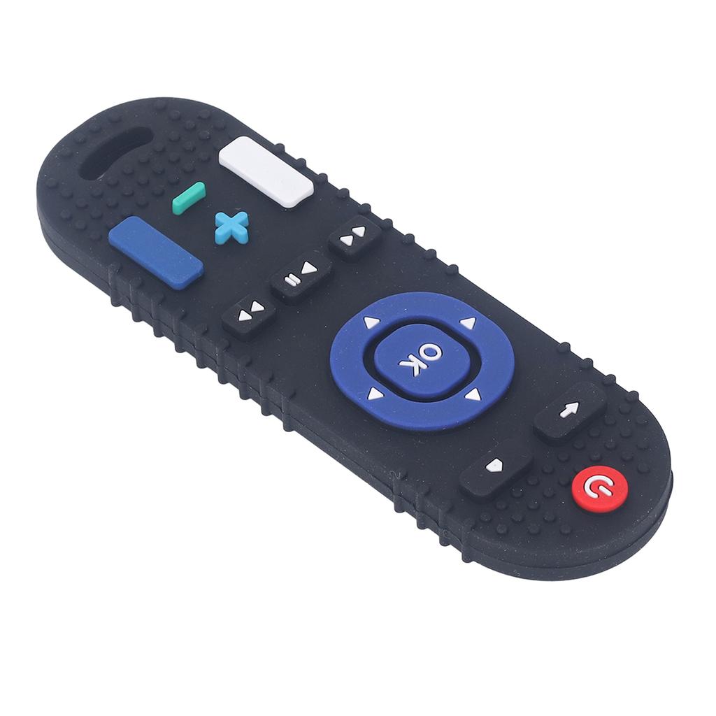 Silicone Teething Toy TV Remote Shaped High Simulation Multi Buttons Textured Baby Teether Black
