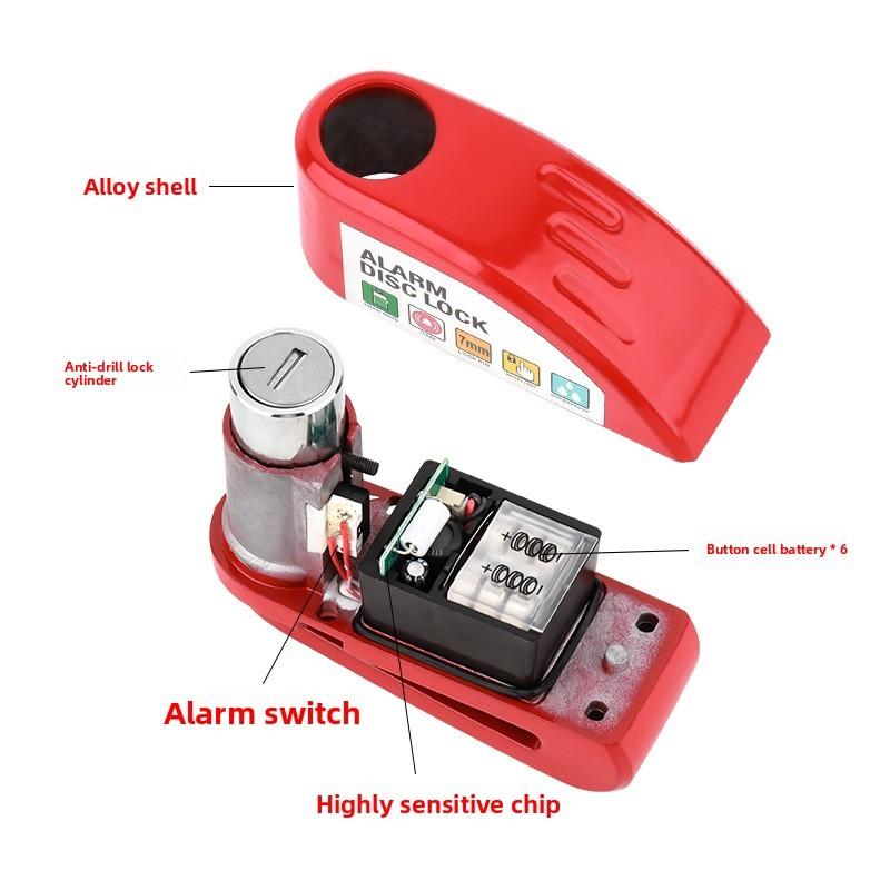 Aluminum Alloy Motorcycle Disc Brake Lock With Reminder Rope For Outdoor Riding Security