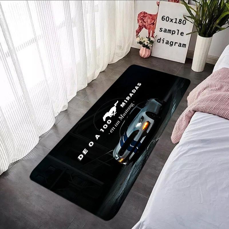 Sports Car Design Carpet Mat Rug - Green/Blue Racing Vehicle Pattern Home Decoration for Living Room Bedroom Non-Slip Floor Mat