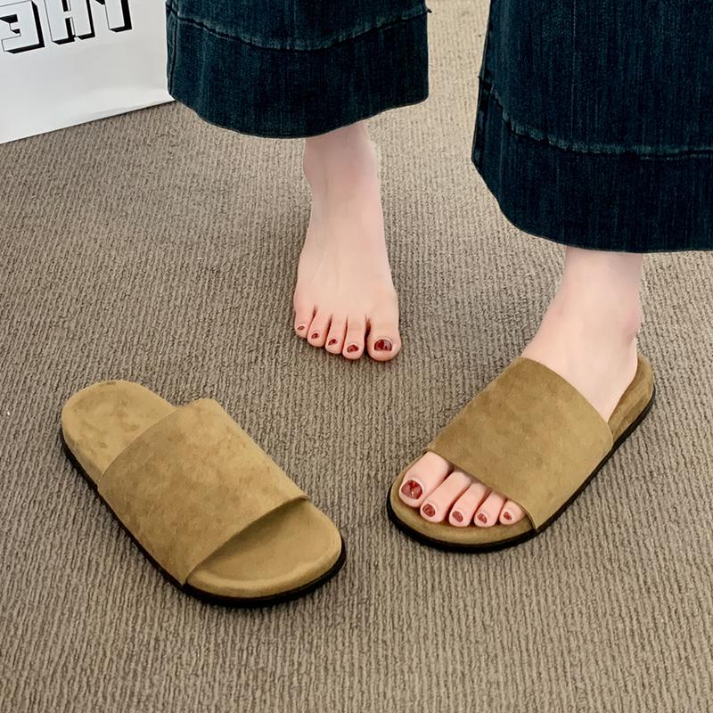 Fashion Suede Flats Women Slippers Comfort Soft 2025 New Summer Shoes Fashion Rome Flip Flops Classical Casual Sandals Walking Sandalias