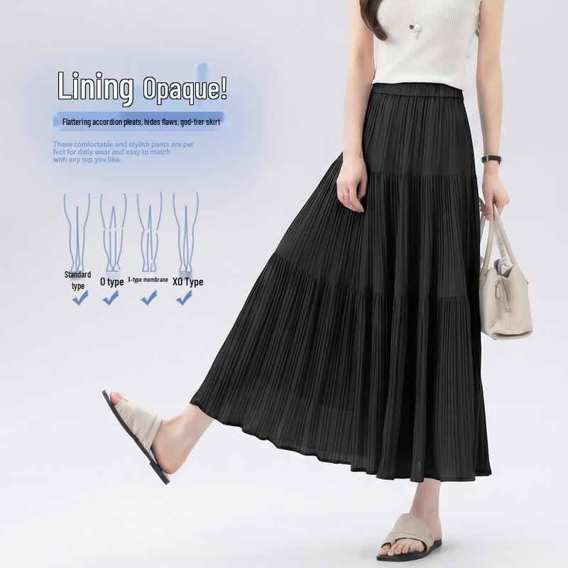 Handu Yishe High-Waisted Flowy Pleated Skirt S