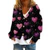 Women's Fashion Short Jacket Casual Long Sleeve Valentine's Day Printed Single Breasted Plush Top