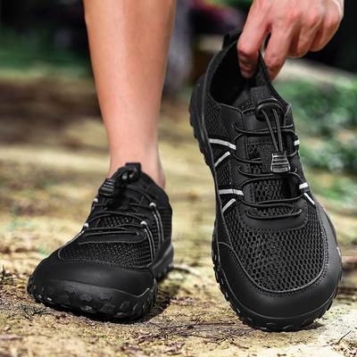 Men Casual Summer Hiking Shoes Black Wide Head Boots White Sneakers Rubber Sport Shoes Large Size