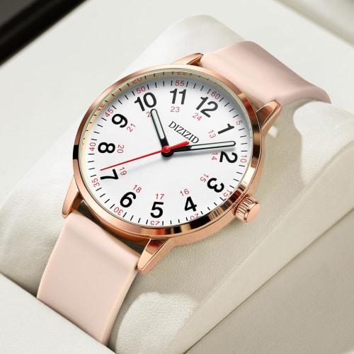 DIZIZID Analog Nurse Watch, Waterproof, Luminous, Easy-to-Read Dial, Urethane Strap, Simple and Stylish, Unisex for Men and Women, Suitable for Medica