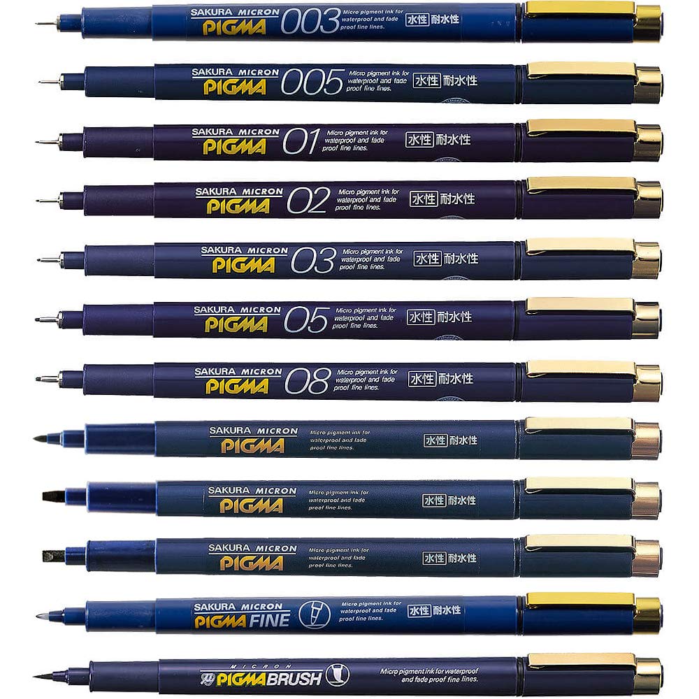 

Sakura Pigma Black Набор из 12 003 005 01 02 03 05 08 1 2 3 F BR Cray-Pas чёрный