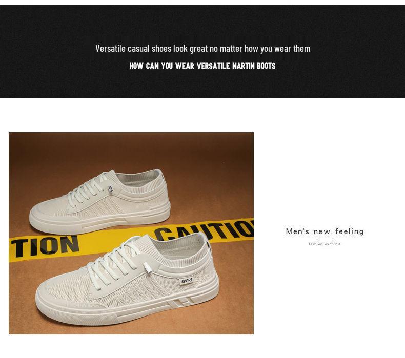 Sommarherrarnas Mesh Andningsbara Slip-on Sneakers: Luktbeständiga Flyknit Körskor för Skate