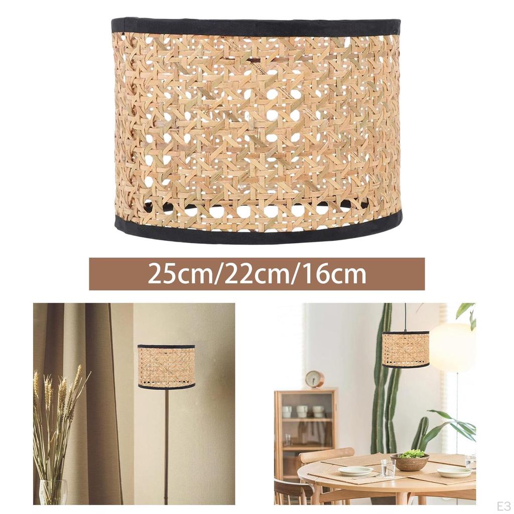 Hand Woven Rattan Lampshade Hanging Light Cover Lighting Accessories Ceiling Fixture Shade for