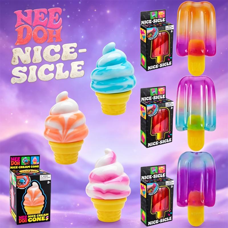 New Modelneedoh Nice Cream Cone Colorful Ice Cream Shaped Sensory Stress Reliever Fidget Toys Anxiety & Focus For Adults Gifts