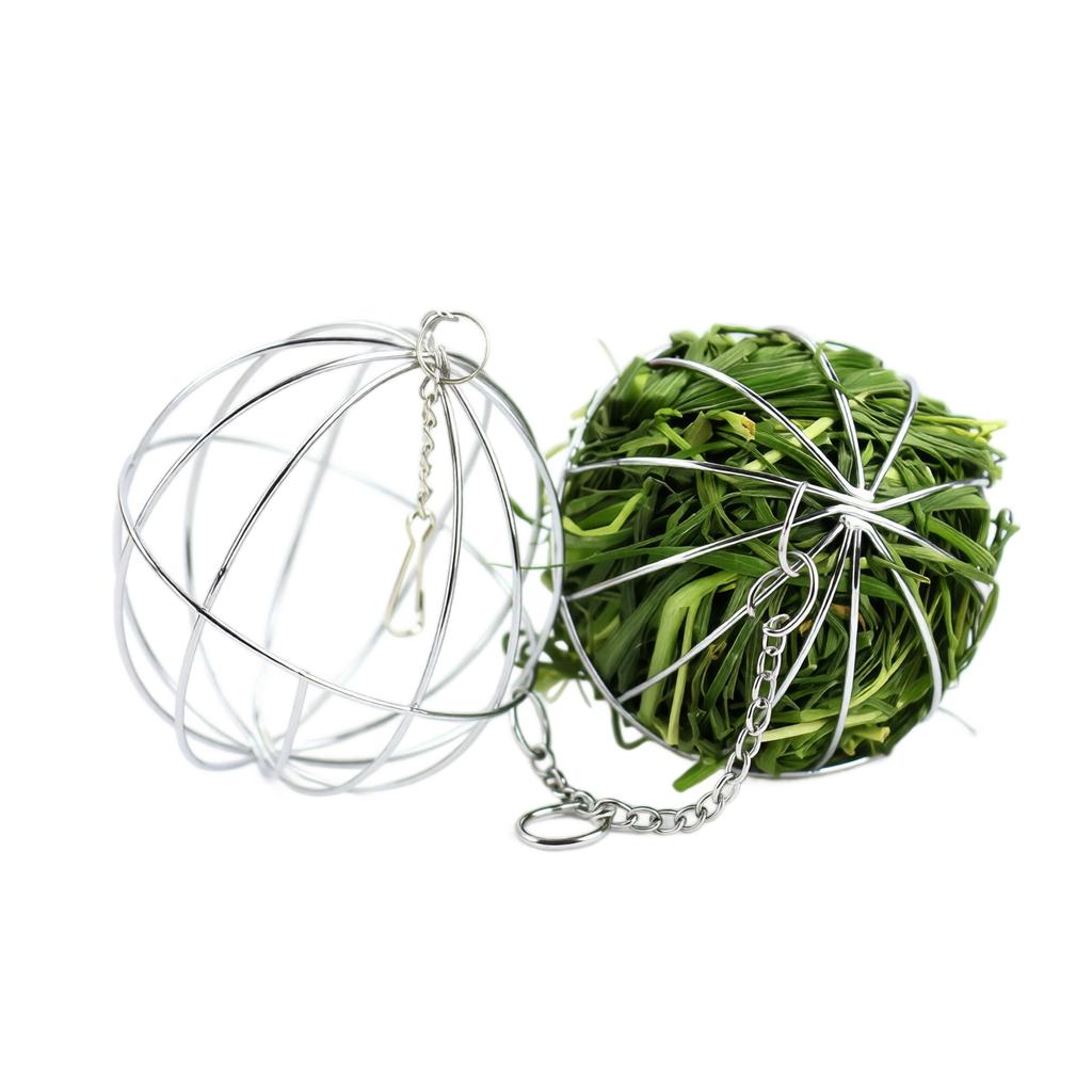 8cm Hanging Hay Ball Feeder Stainless Steel Small Animal Grass Holder Cage for Rabbits Guinea Pigs Hamsters Chinchillas