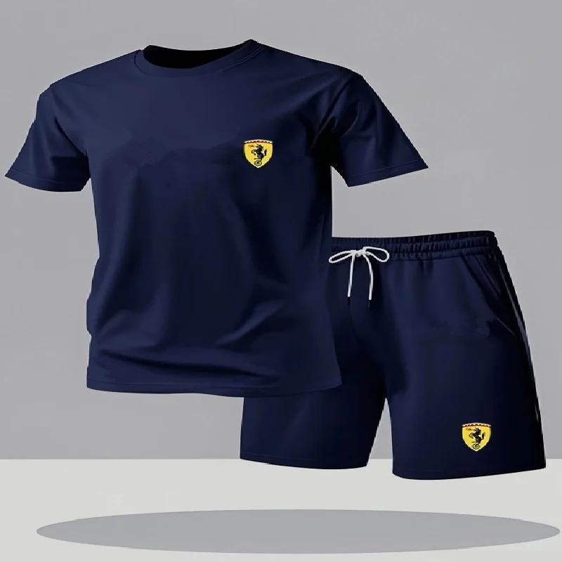 Summer Men's Short Sleeved Shorts Comfortable Sports Suit Men's Casual Round Neck T-shirt and Shorts Two-piece Set