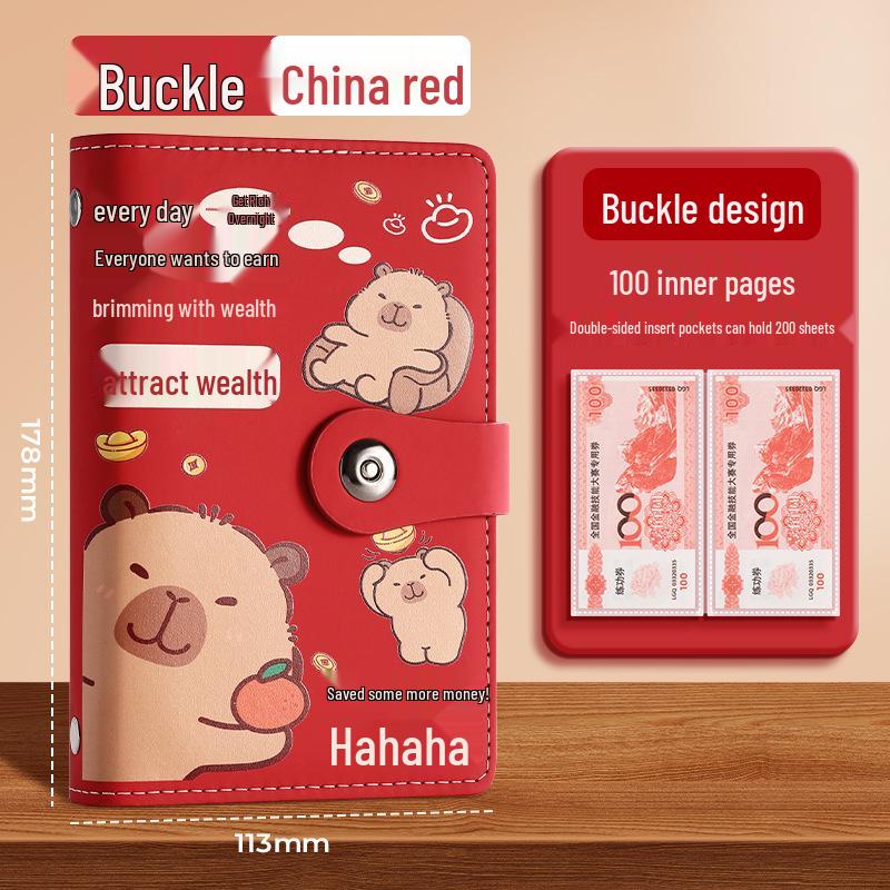 Kapybara 2025 Zámek na heslo Peněžní desky A6 Album pro finanční řízení