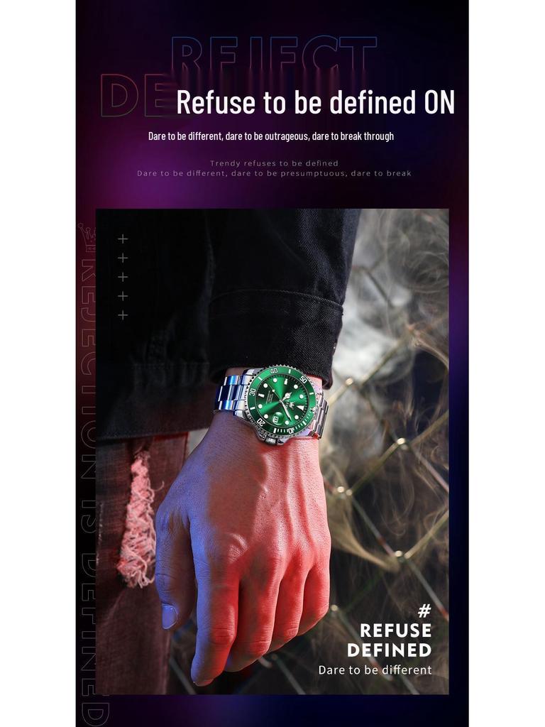 Oliss Green Water Ghost Automatische Leuchtende Wasserdichte Herrenuhr