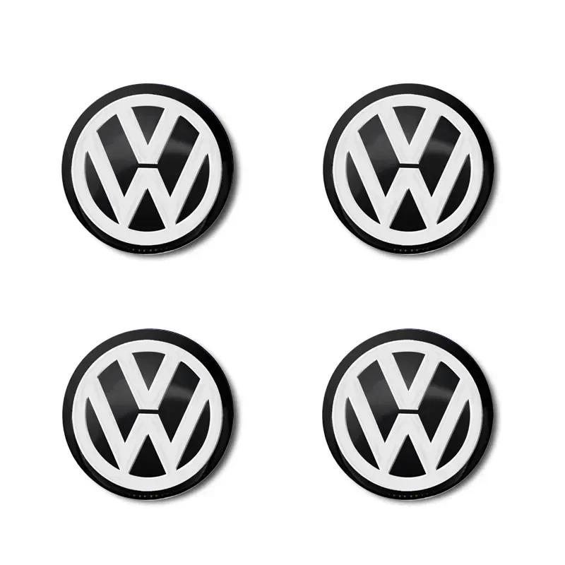 

New 4Pcs 56mm Car Wheel Stickers Center Hub Cap Car Emblem Badge Decal For Volkswagen GTI R-Line R Polo T5 Golf Passat Scir
