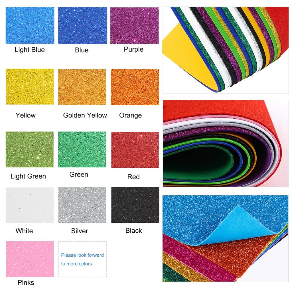 1pcs 40cm x 60cm Golds Powder Glitter EVA Foam Sheet Sponge Paper Foam Paper DIY Handmade Supplies Without Glue
