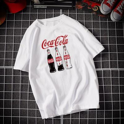 Pure Cotton Coca-Cola Joint Commemorative Short-sleeved T-shirt Youth Hong Kong Style Brand Ins Large Size Men and Women Couples Versatile