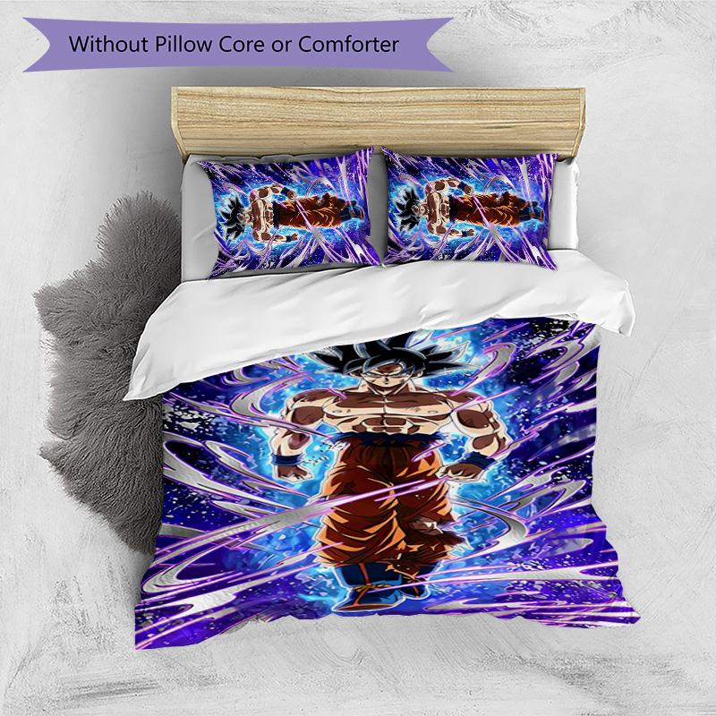 Goku 3pcs Bedding Set Duvet Cover Closure Includes 1 Duvet Cover & 2 Pillowcases for All Seasons Bedroom Home Dorm Decor