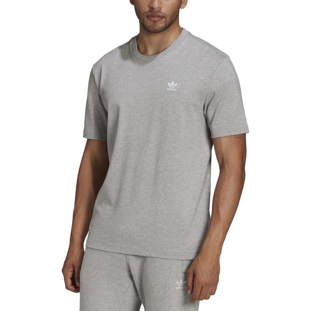 Adidas Originals Trefoil Solid Logo Print Crew Neck Short Sleeve T-Shirt Men Tops Gray HF1982