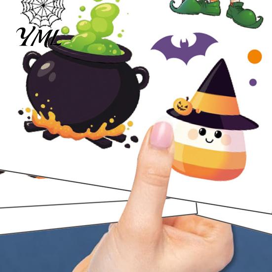 Water Transfer Stickers 10 Sheets Halloween Temporary Tattoos for Kids, Fake Tattoo Body Stickers, Waterproof Kids Costume Accessories Face