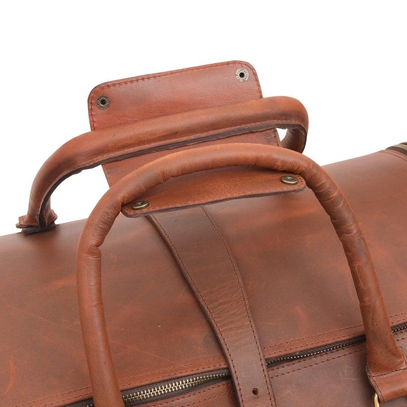 Leather Duffle Bag: Handmade Weekender Travel Bag