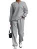 2025 Women's Cable Knit Patchwork Crew Neck Top & Jogger Set - Spring/Autumn