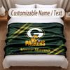 Green Bay Packers Printed Flannel Blanket Custom Name Text Soft Warm Throw For Bedroom Holiday Gift