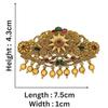 Traditional Gold-Plated Hair Barrette Clip With Floral Design And Beads Danglers (Design-1)