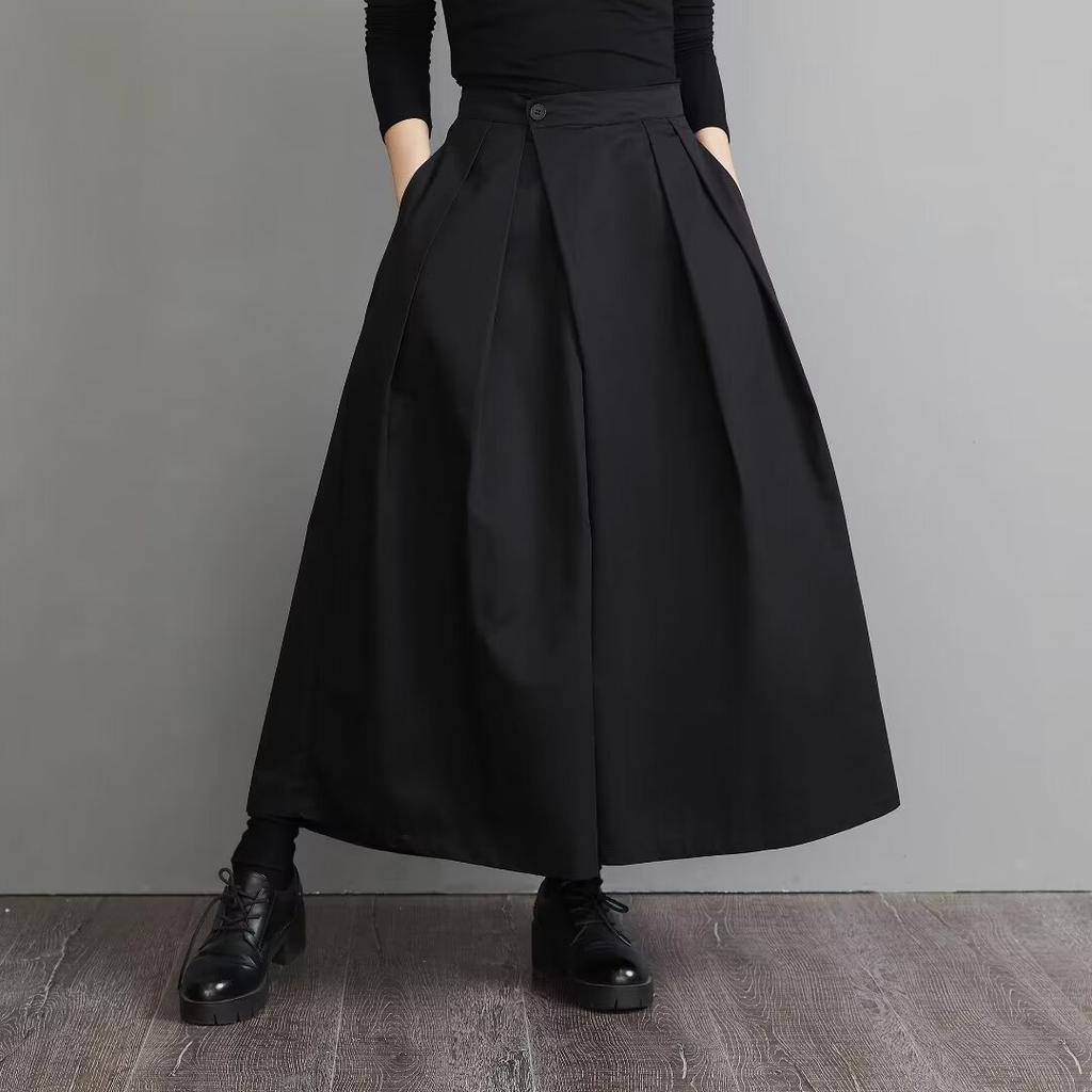 Fashion Hakama Pants Women Unisex Streetwear Wide Leg Samurai Trousers Dark Aesthetic Skirt Pants