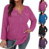 Women's Plus Size Casual Long Sleeve V-Neck Zipper T-Shirt