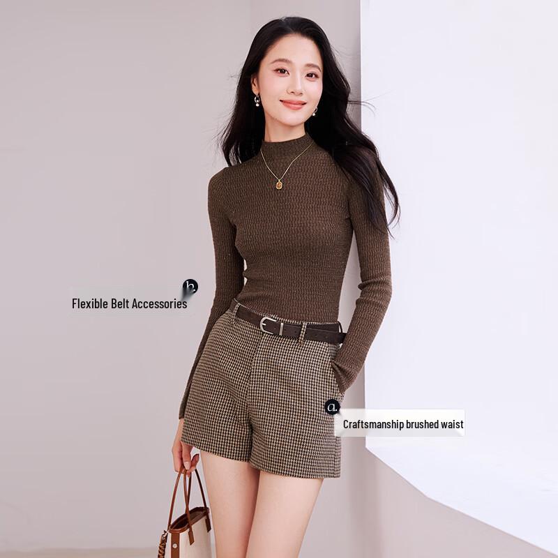 Xiangying Women's Wool Blend High-Waist A-Line Shorts