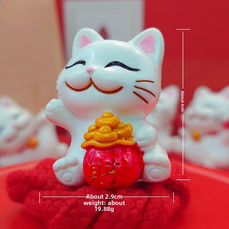 Fortune Cat Resin Figurine - Lovely Office Desk Decoration, Stress-relieving Gift for The Workplace, Home Toy Figurine