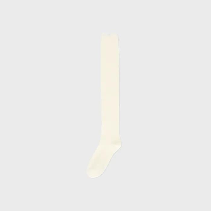W Ribbed Over-the-Knee Socks (WHITE)