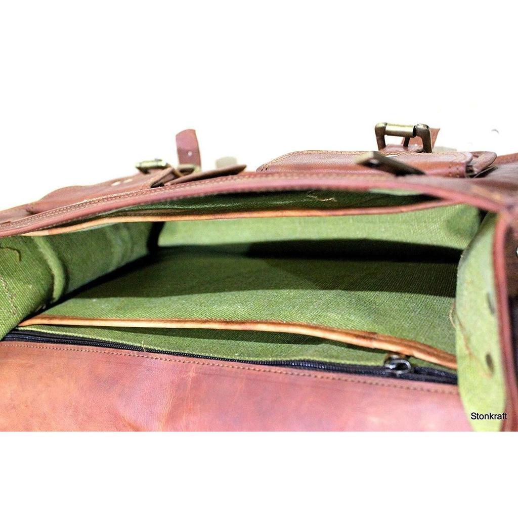 Bag Leather Vintage Laptop Messenger Shoulder Men's Genuine Men Brown Briefcase