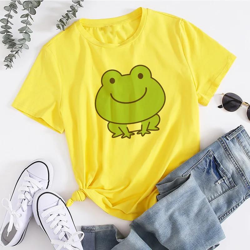 Womens Tshirt Hip Hop Street Wear Harajuku Short Sleeve Tshirt Cute Frog Printed Tshirt Summer Top